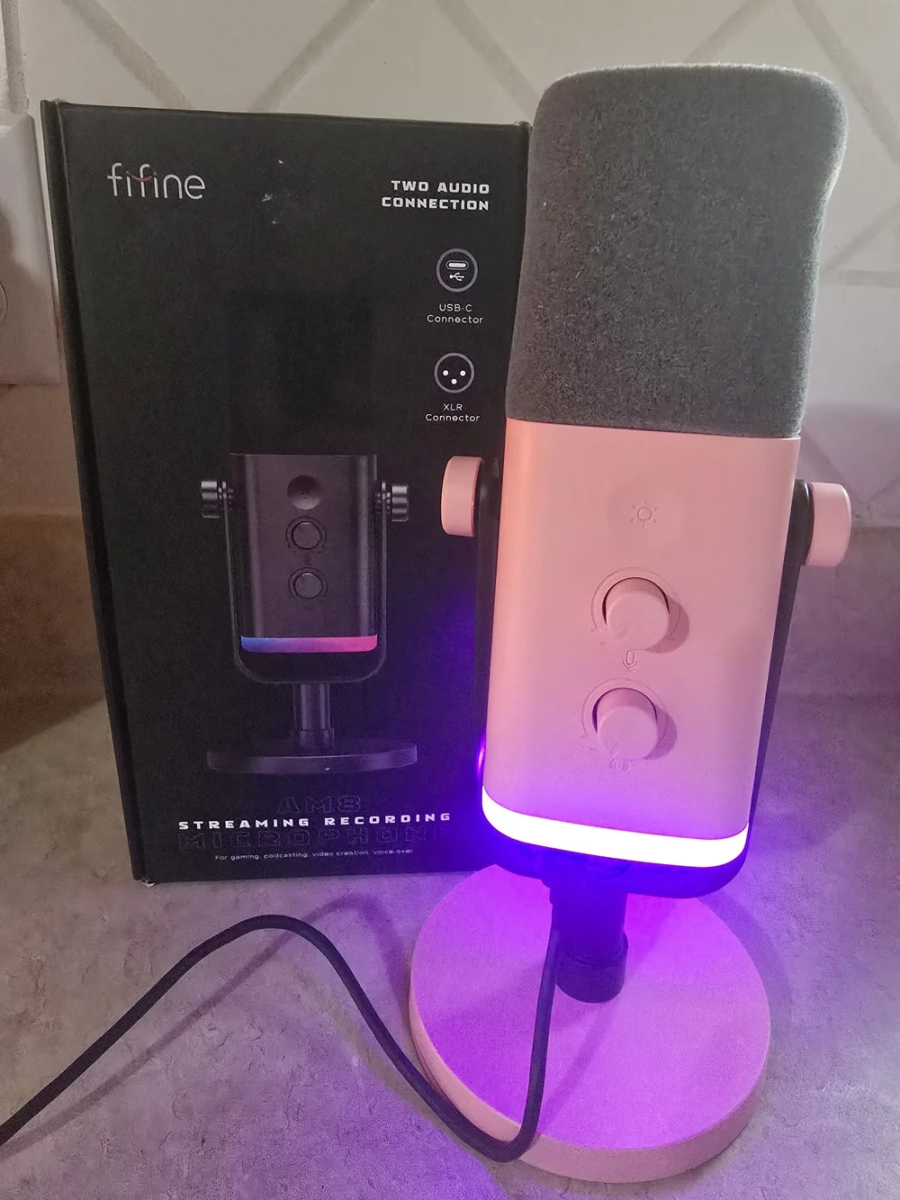 FIFINE AM3 Streaming Recording Microphone - Black with RGB Accent